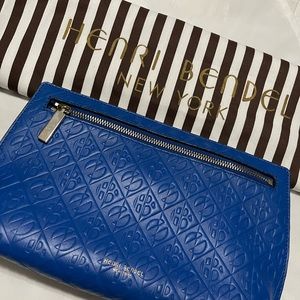 Royal blue Henri Bendel handbag with silver zipper
